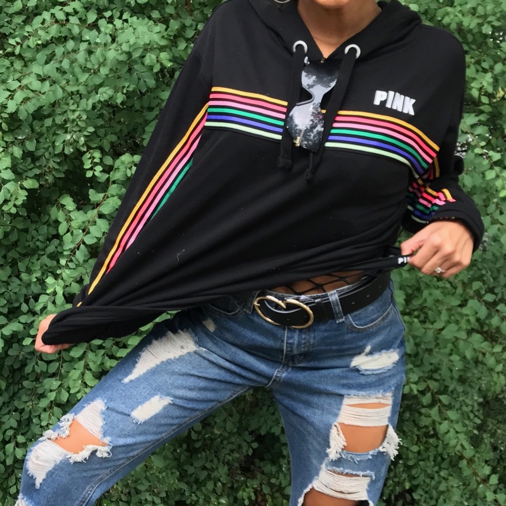 VS PINK striped tunic hoodie